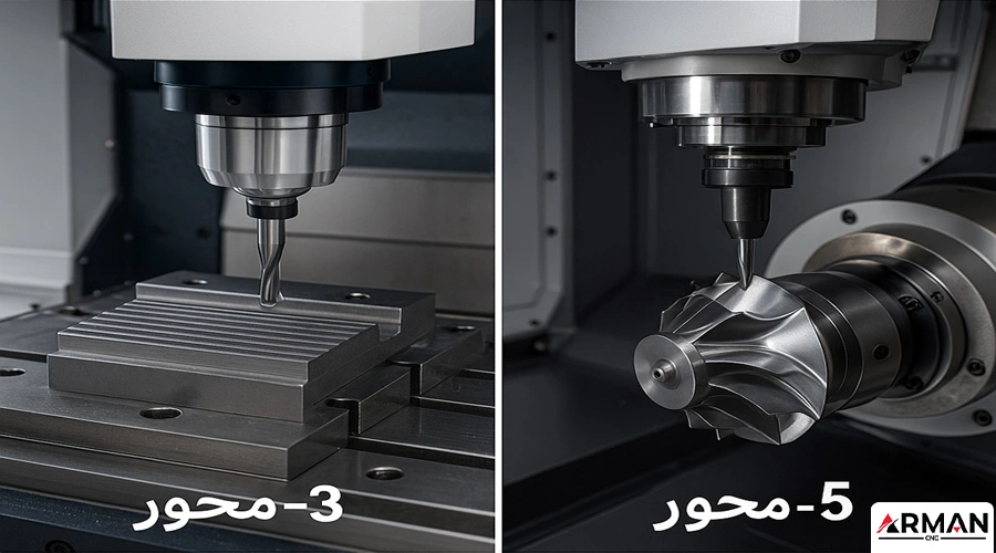 مقایسه فرز CNC سه محور با ۵ محور | آرمان CNC
